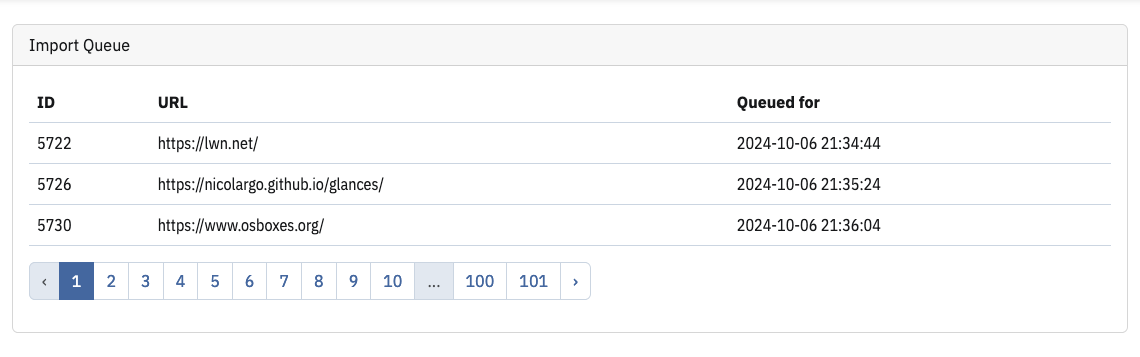 Preview of failed import in the queue