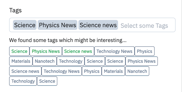 Preview of some tag suggestions