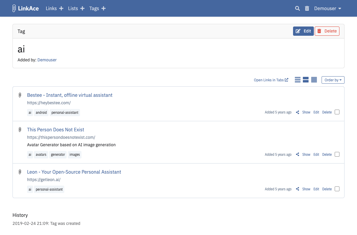 Preview of Tag details