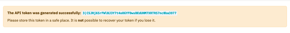 User API token creation preview