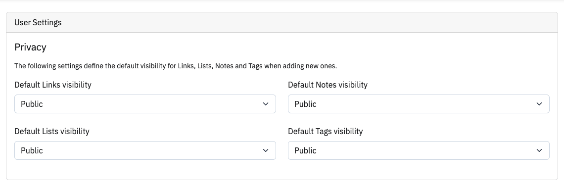 Preview of the privacy settings